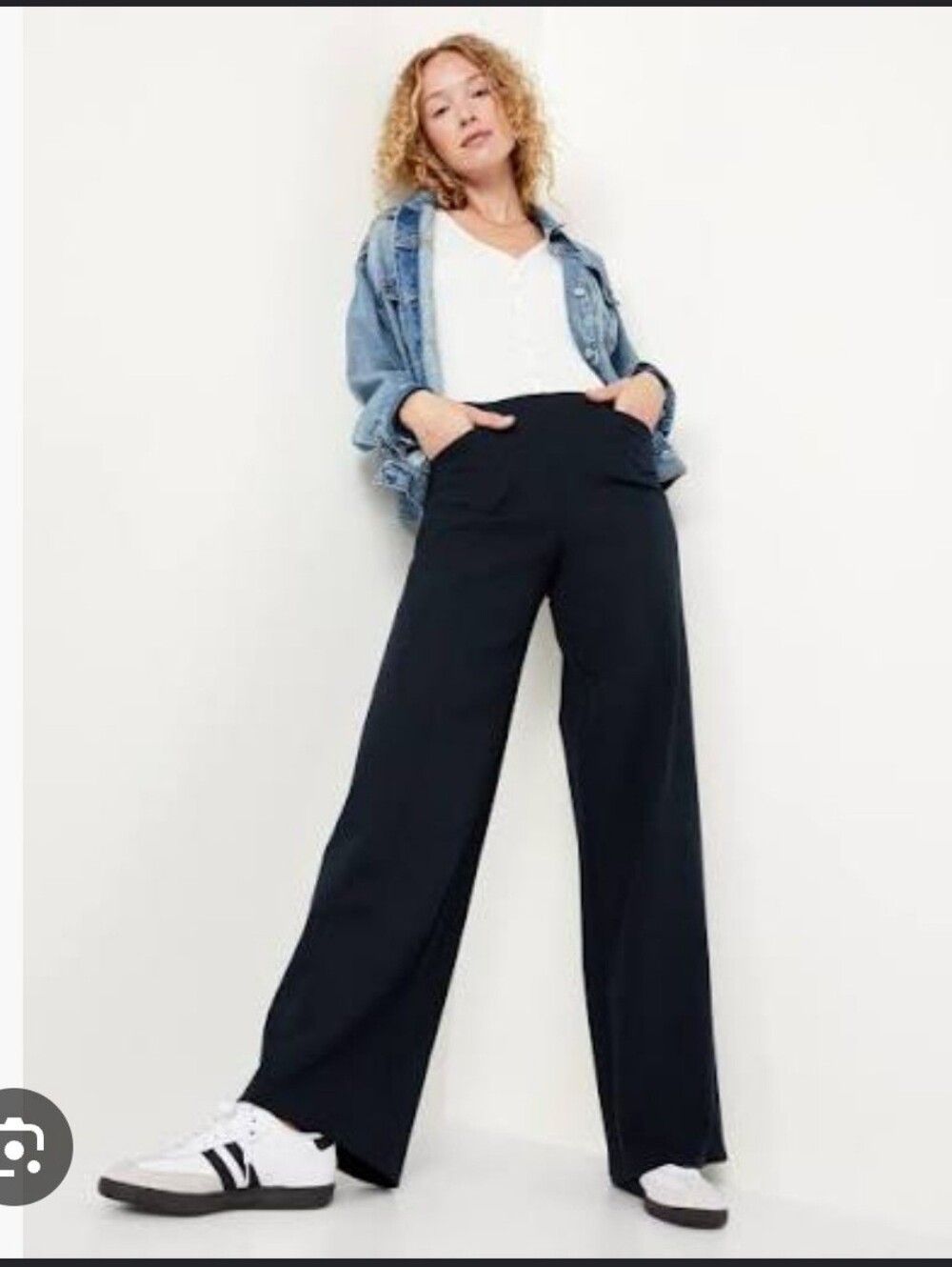 NWOT Old Navy High Rise Wide Leg Stretch Pull On Pixie Pants In Black LARGE
